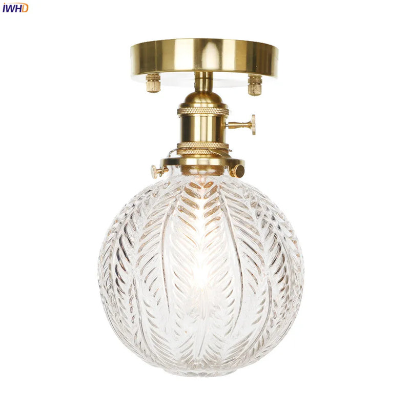 Helnys Copper Glass Ball Ceiling Light - Nordic Japan Style LED Lampara De Techo