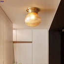 Helnys Glass Ball Copper Ceiling Lamp Modern Vintage LED Light