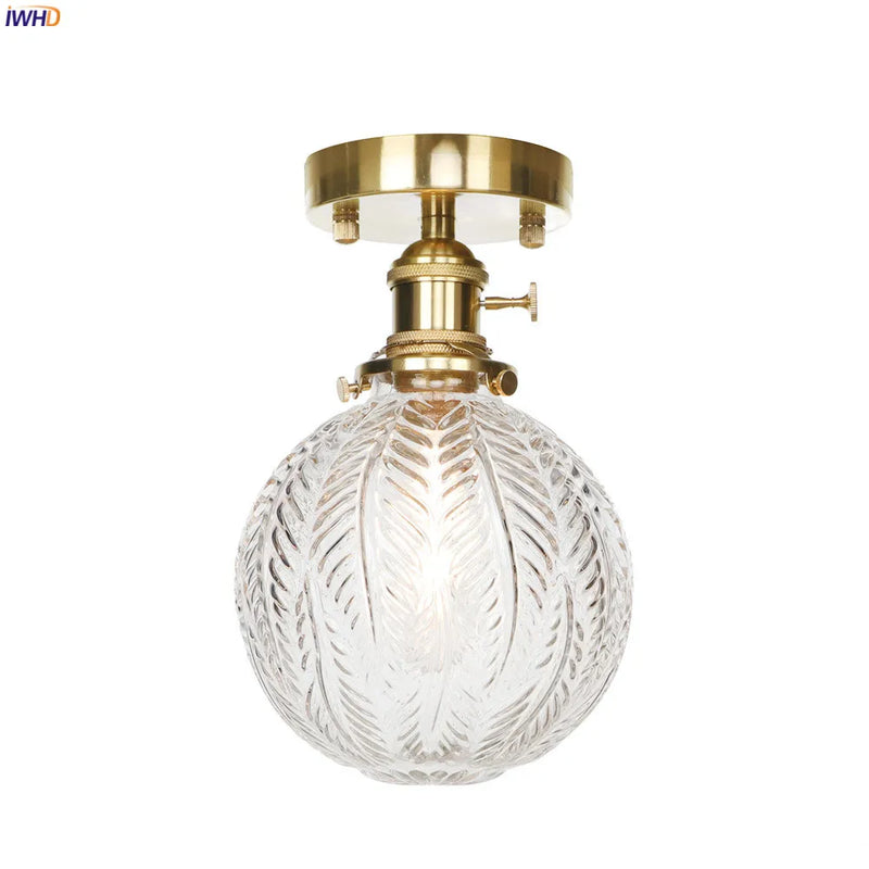 Helnys Copper Glass Ball Ceiling Light - Nordic Japan Style LED Lampara De Techo