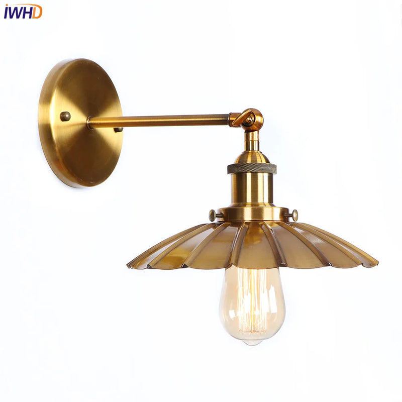 Helnys Iron Golden Antique LED Wall Light Industrial Retro Loft Style Vintage Wandlamp