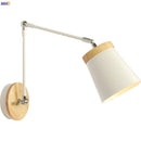 Helnys Wooden Nordic LED Wall Light Swing Arm Wall Lamp Fixtures