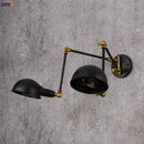 Helnys Vintage Loft Industrial Swing Arm Wall Light Sconce - Adjustable 2 Heads