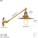 Helnys Gold Swing Arm Wall Lamp Industrial Retro Vintage Sconce