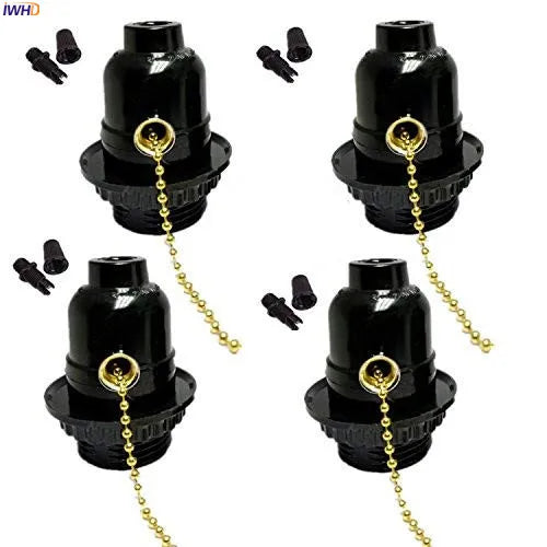 Helnys Plastic E27 Bulb Holder With Switch 110-220V Socket Vintage UL CE
