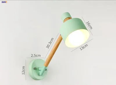 Helnys Wooden Nordic LED Wall Light Swing Arm Wall Lamp Fixtures