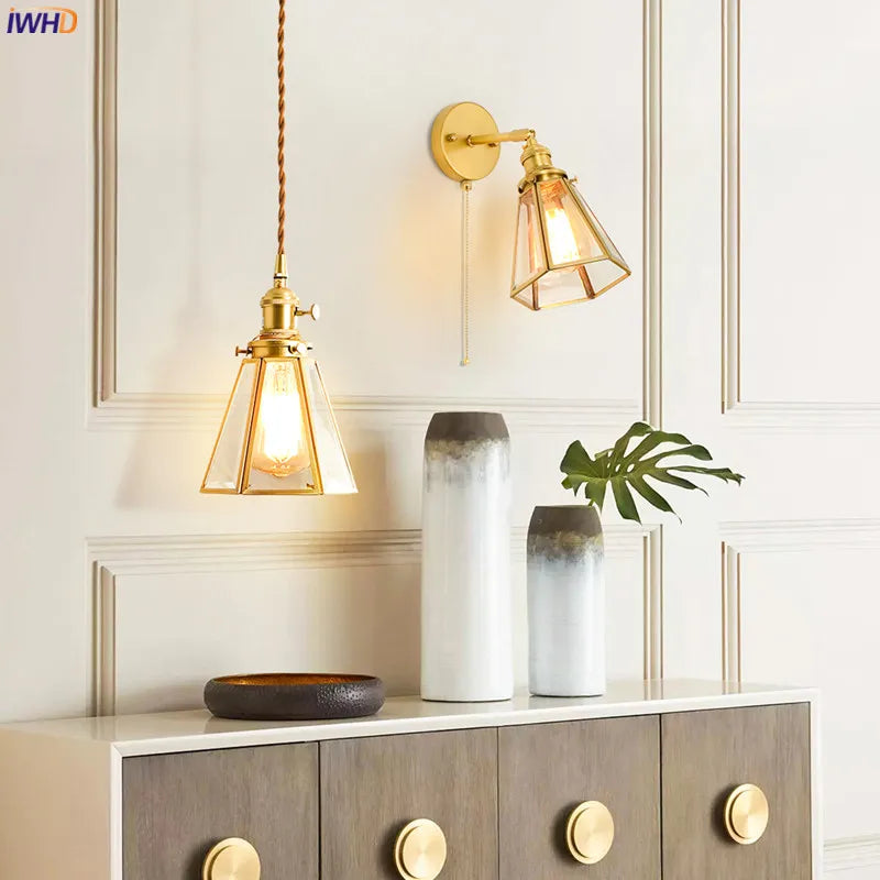 Helnys Copper Glass Pendant Light | Nordic Style LED Hanging Lamp for Home and Cafe