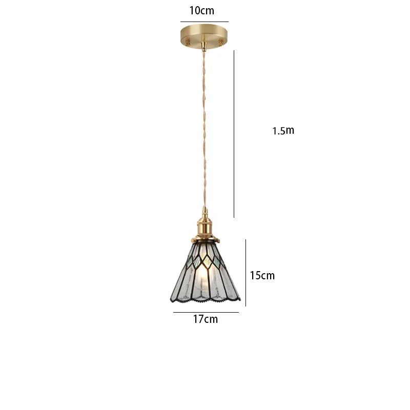 Helnys Nordic Copper LED Glass Pendant Lamp for Cafe Bedroom Restaurant