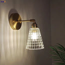 Helnys Nordic Brass Wall Lamp Bedside Sconce Glass LED Light