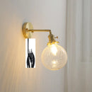 Helnys Nordic Copper Glass Ball Wall Lamp with Knob Switch for Bathroom Mirror