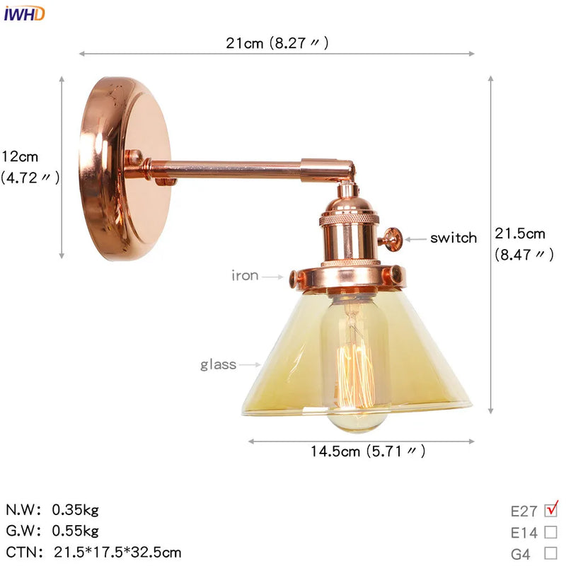 Helnys Ceramic LED Wall Sconce Rose Gold Bedroom Stair Light