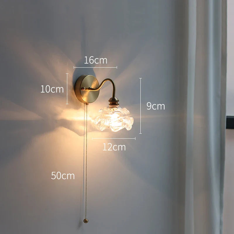 Helnys Flower Glass Copper Wall Sconce LED Light Nordic Modern Wandlamp