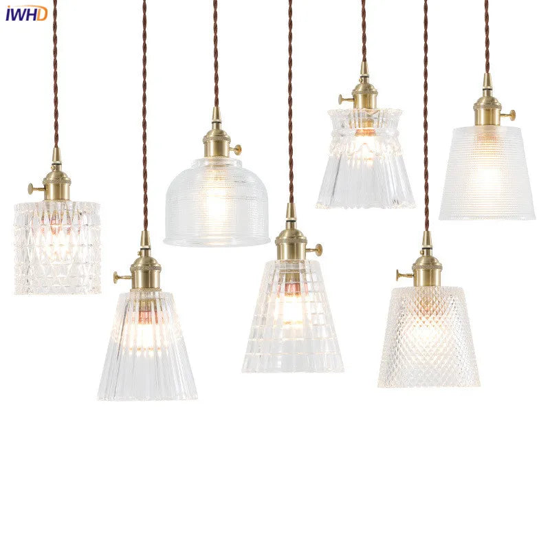 Helnys Glass Pendant Lights Bar Cafe Living Room Edison Industrial Vintage Lamp