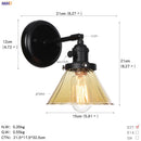 Helnys Industrial Glass Ball Wall Sconce Black Wall Light for Bathroom Mirror