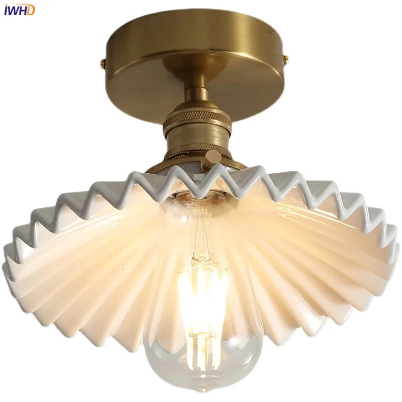 Helnys Nordic Copper LED Ceiling Lights with Switch for Home Lighting