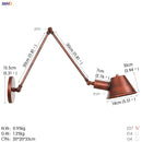 Helnys Industrial Swing Arm LED Wall Lamp Sconce - Vintage Style Loft Lighting