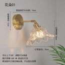 Helnys Japanese Copper Glass Wall Sconce LED Light Nordic Modern Fixture