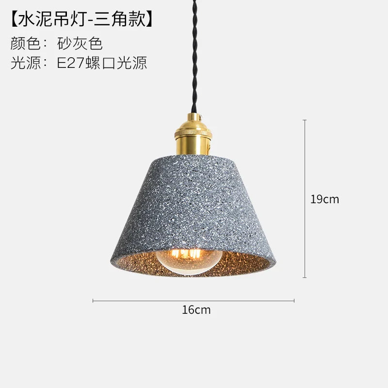 Helnys Loft Industrial Edison Pendant Lights - Nordic Cement LED Lamp