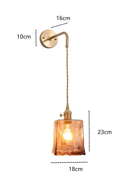 Helnys Amber Glass Wall Lamp Switch Bedroom Living Room Stair Light LED