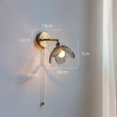 Helnys Gray Glass LED Bathroom Mirror Light Copper Wall Sconce Modern Nordic Lamp