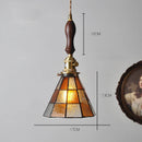 Helnys Nordic Glass Copper Pendant Light with Wood Knob Switch