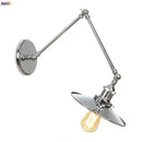 Helnys Silver Swing Arm LED Wall Light for Bedroom Stair Mirror Loft Industrial Decor