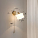 Helnys Milk Glass LED Wall Light with Pull Chain Switch - Nordic Modern Design