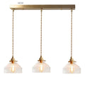 Helnys Green Glass LED Pendant Light with Wood Handle & Copper Socket