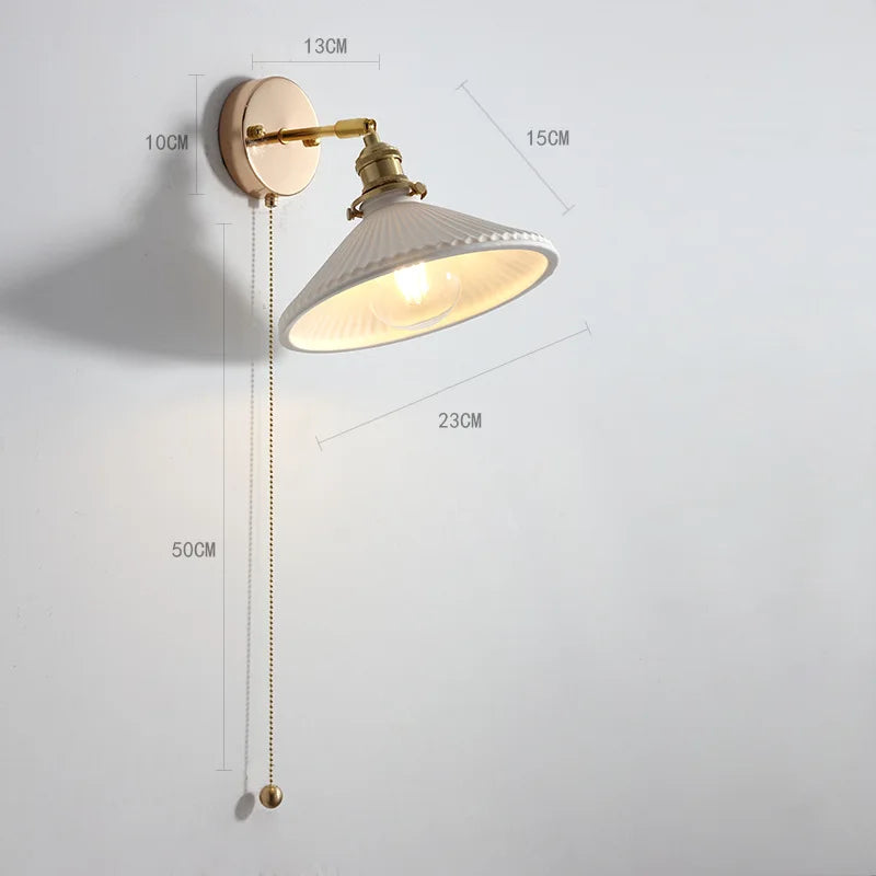 Helnys Copper LED Wall Light with Pull Chain Switch