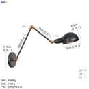 Helnys Antique Edison Wall Sconce Swing Arm Wall Light - Black, 3 Heads