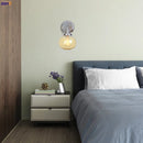 Helnys Amber Glass Ball LED Wall Lamp for Home Bedroom Stair Mirror Switch