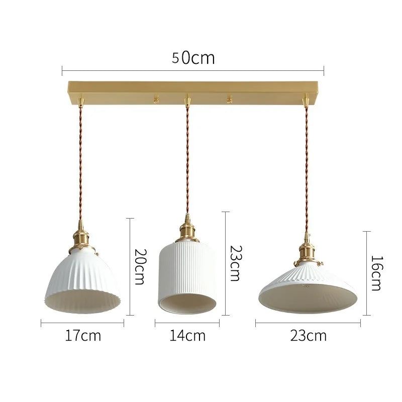 Helnys Ceramic LED Pendant Light - Modern Copper Hanging Lamp