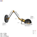 Helnys Antique Black Wall Lamp Vintage Industrial Sconce LED Applique Murale