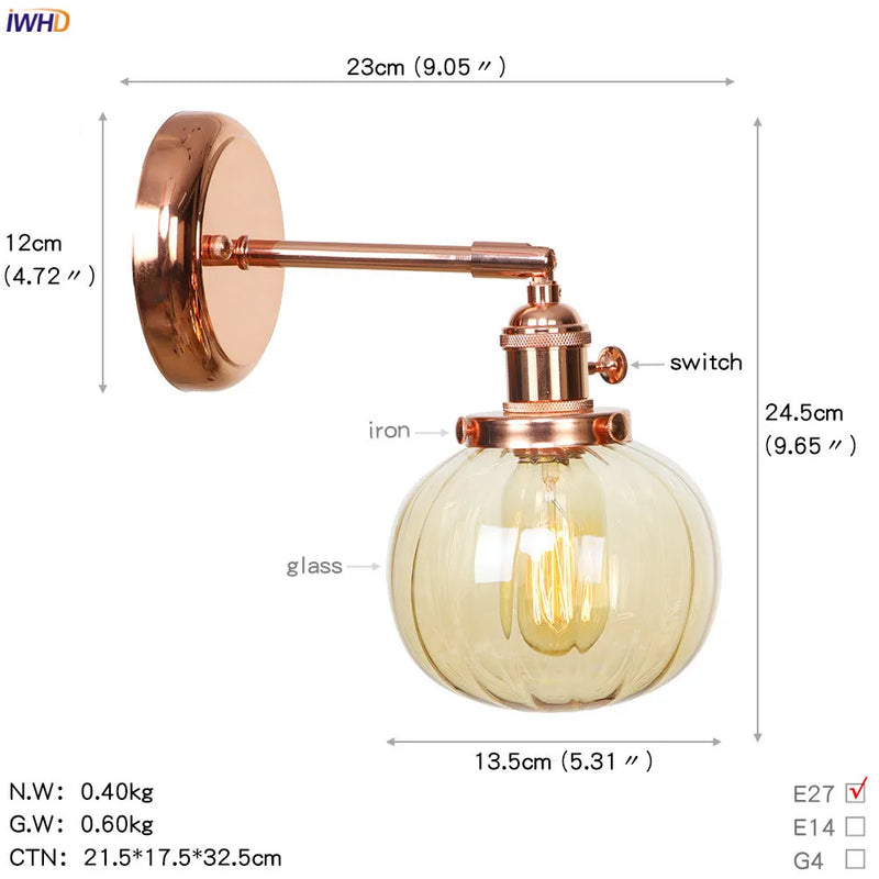 Helnys Ceramic LED Wall Sconce Rose Gold Bedroom Stair Light