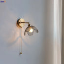Helnys Gray Glass LED Bathroom Mirror Light Copper Wall Sconce Modern Nordic Lamp