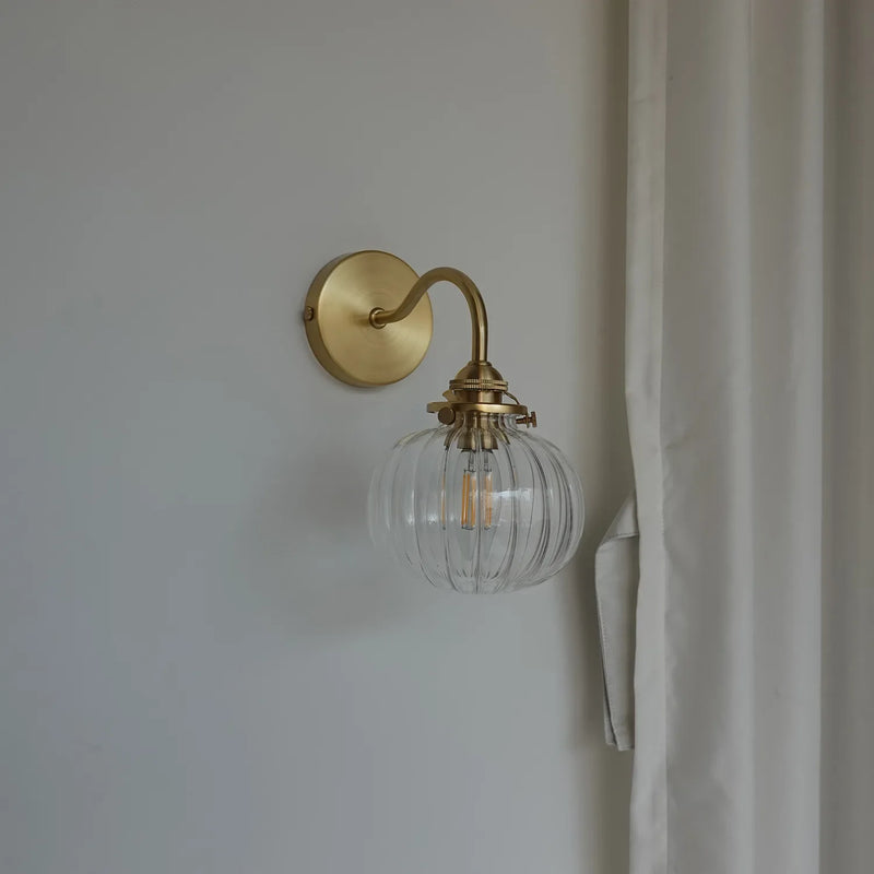 Helnys Modern Copper Wall Sconce with Little Glass Ball LED, Plug In Switch