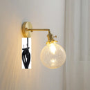 Helnys Nordic Copper Glass Ball Wall Lamp with Knob Switch for Bathroom Mirror