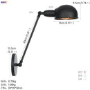 Helnys Single Swing Long Arm Wall Light Retro Loft Industrial Vintage Wall Lamp