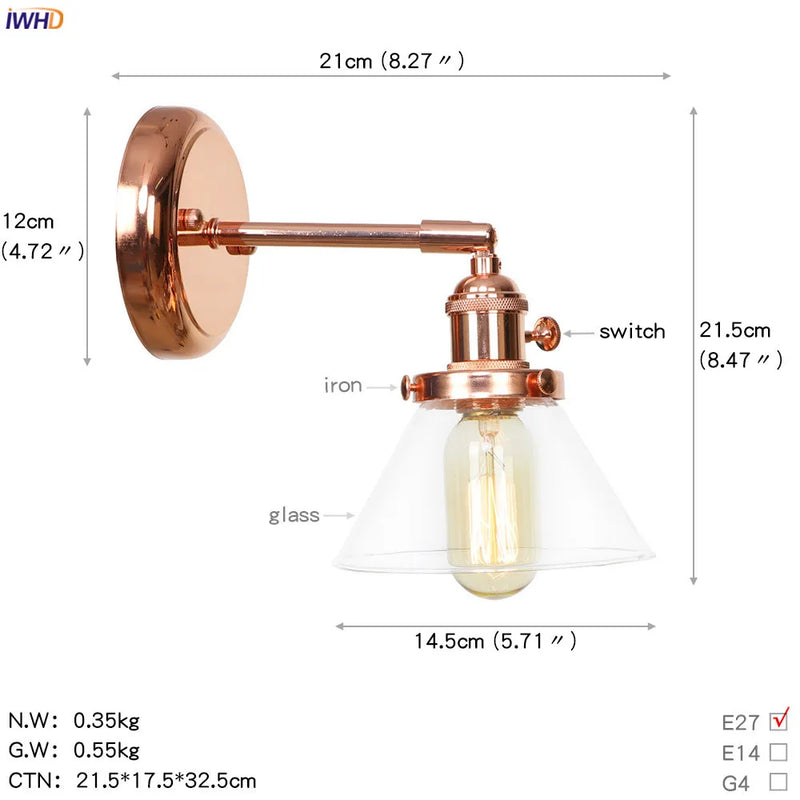 Helnys Ceramic LED Wall Sconce Rose Gold Bedroom Stair Light