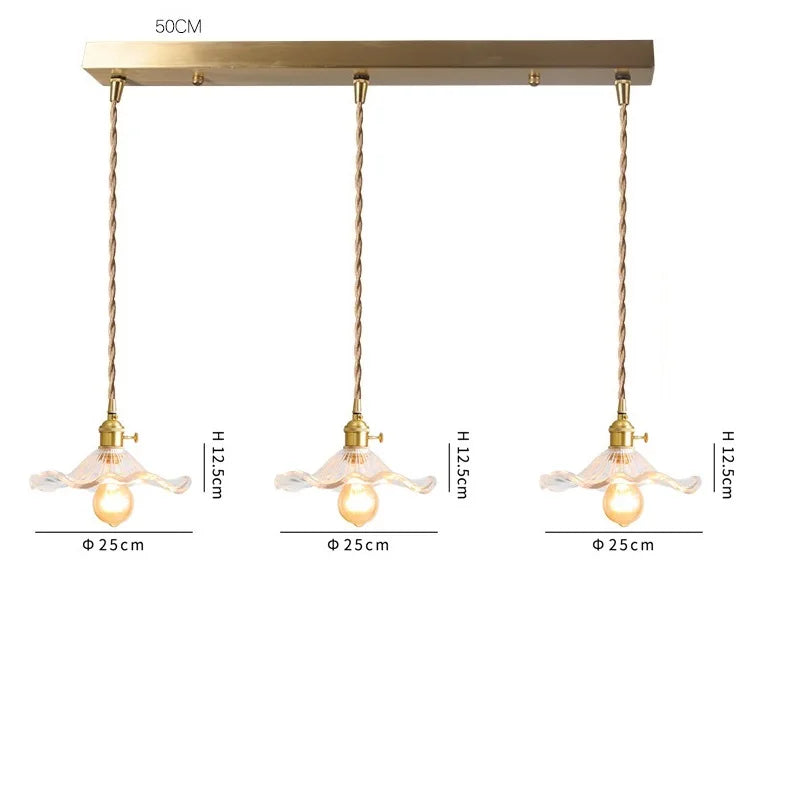 Helnys Nordic Green Glass LED Pendant Light with Copper Knob Switch