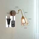 Helnys Vintage Wall Lamp with Pull Chain and Wood Base