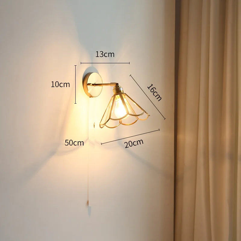 Helnys Copper LED Wall Lamp Sconce Glass Lampshade Nordic Modern Wall Light