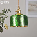 Helnys Nordic Green Glass LED Pendant Lights Copper Switch - Modern Hanging Lamp