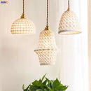 Helnys Nordic Ceramic Pendant Lamp Japan Style Copper Hanging Light