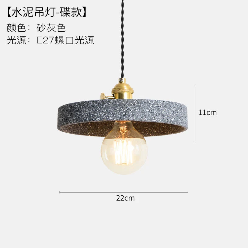 Helnys Loft Industrial Edison Pendant Lights - Nordic Cement LED Lamp