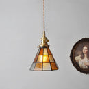 Helnys Nordic Glass Copper Pendant Light with Wood Knob Switch