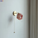 Helnys Pink Petal LED Wall Sconce with Pull Chain Switch