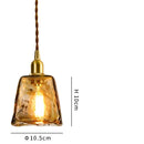 Helnys Vintage Wood Copper Pendant Lights Amber Glass Japanese Style LED