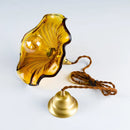 Helnys Nordic Green Glass LED Pendant Light with Copper Knob Switch