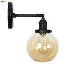 Helnys Industrial Glass Ball Wall Sconce Black Wall Light for Bathroom Mirror