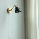 Helnys Copper Glass Wall Lamp Sconce - LED Pull Chain Switch for Home Bathroom Mirror